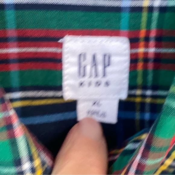 GAP Kids XL Madras Plaid Button Down Shirt Long Sleeve Cotton Christmas Holiday - Picture 2 of 5